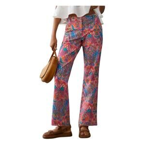 Love The Label Pink Paisley Print Low-Rise Flare Pants Boho Festival, Women's 8